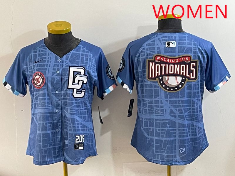 Women Washington Nationals Blank Blue Joint Name 2025 Nike MLB Jersey style 8->women mlb jersey->Women Jersey